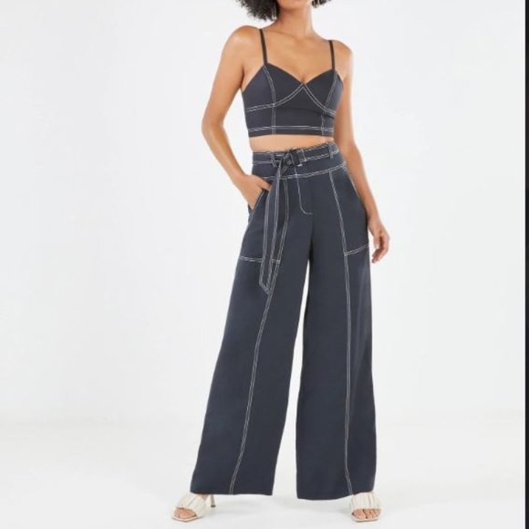 NWT Cassandra Linen Wide-leg Pant in Black - Picture 1 of 13